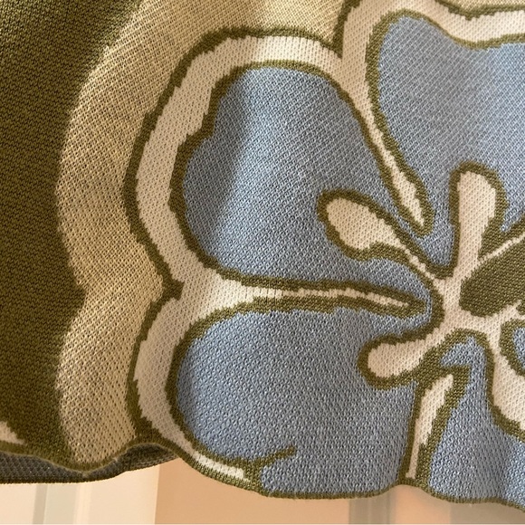 Sage Green Floral Bodycon Sweater Midi Skirt - Picture 3 of 3